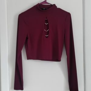 Cropped cutout long sleeve shirt